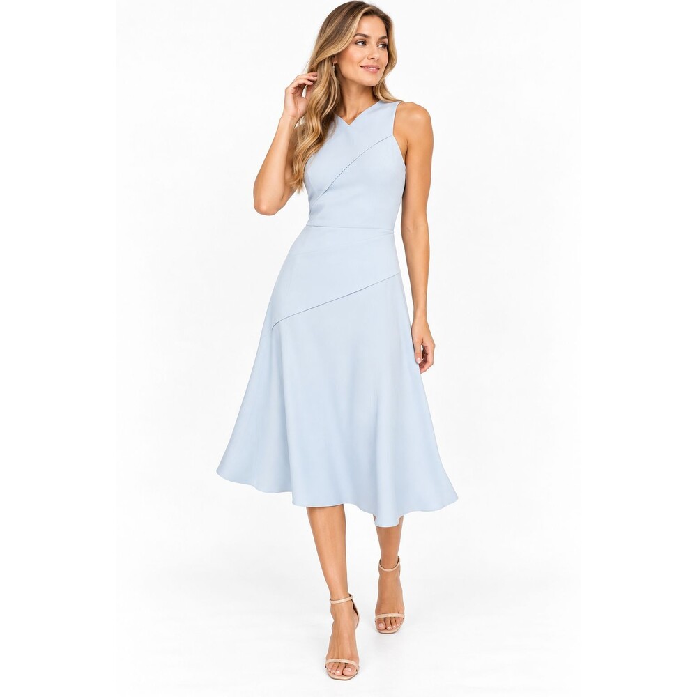 Reiss Paige Midi Dress Size 8 Baby Blue Sleeveless Fit and Flare Party Shower
